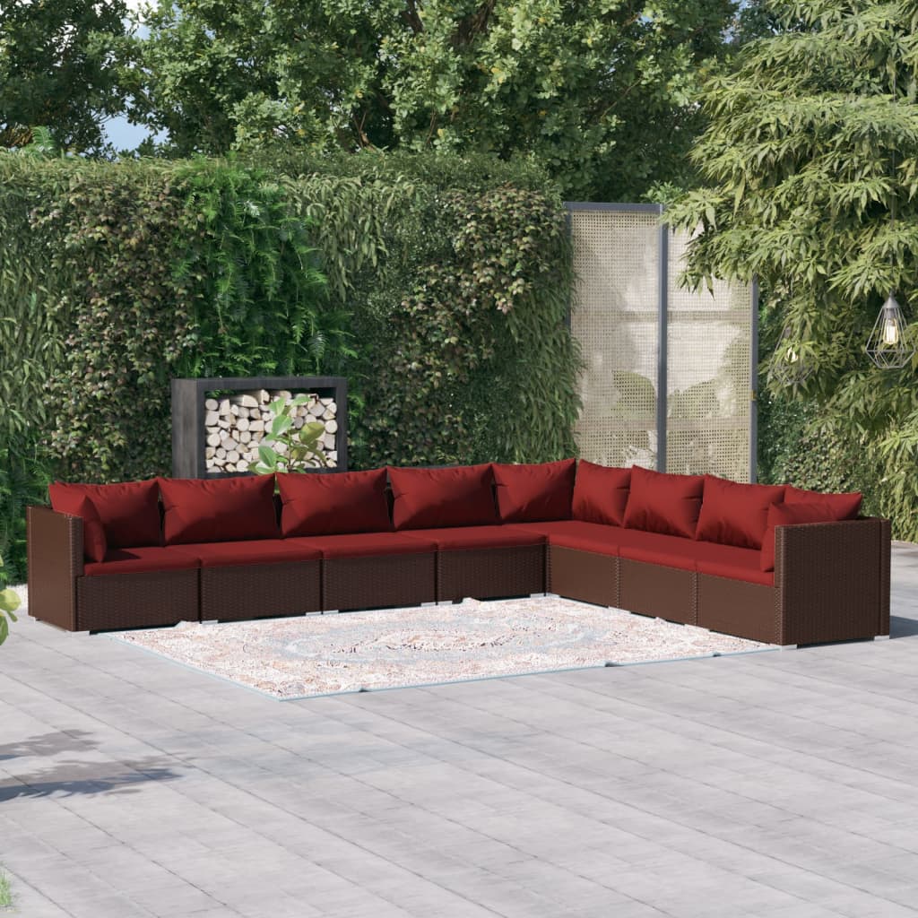 Garden Lounge Set Brown PE rattan Large Modular