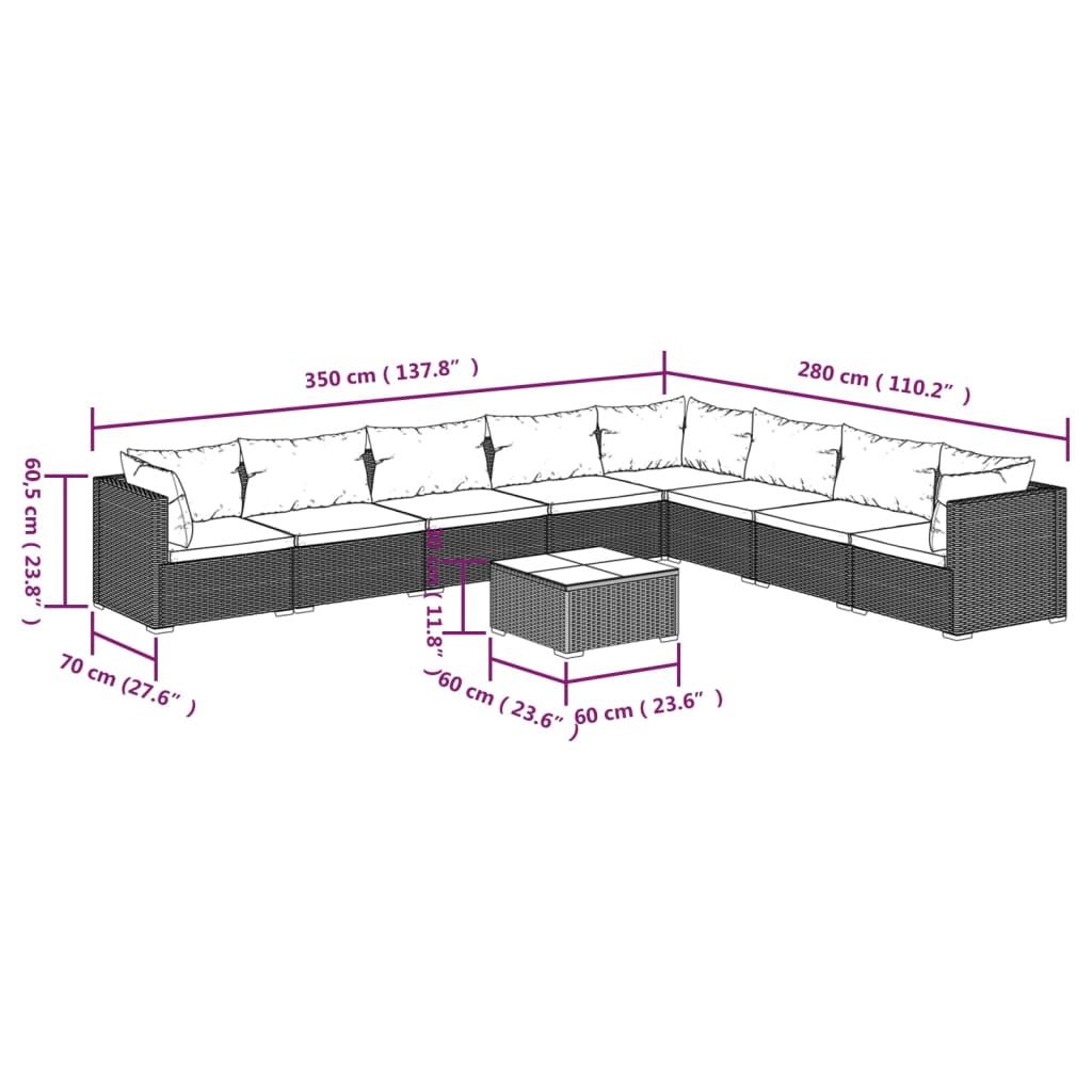 Garden Lounge Set Brown