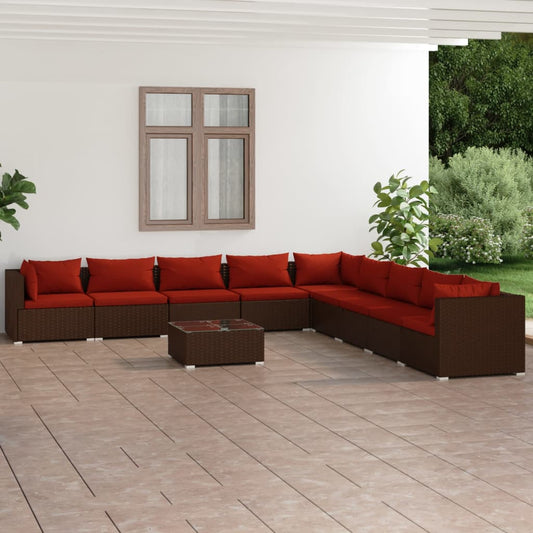 Garden Lounge Set Brown and Cinnamon Red
