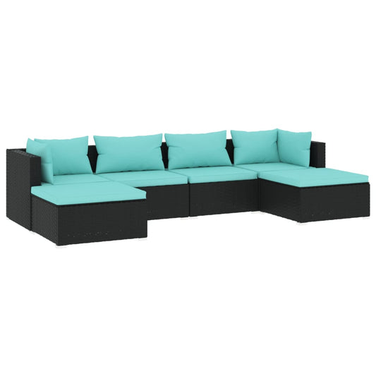 Garden Lounge Set Black PE rattan Large Modular