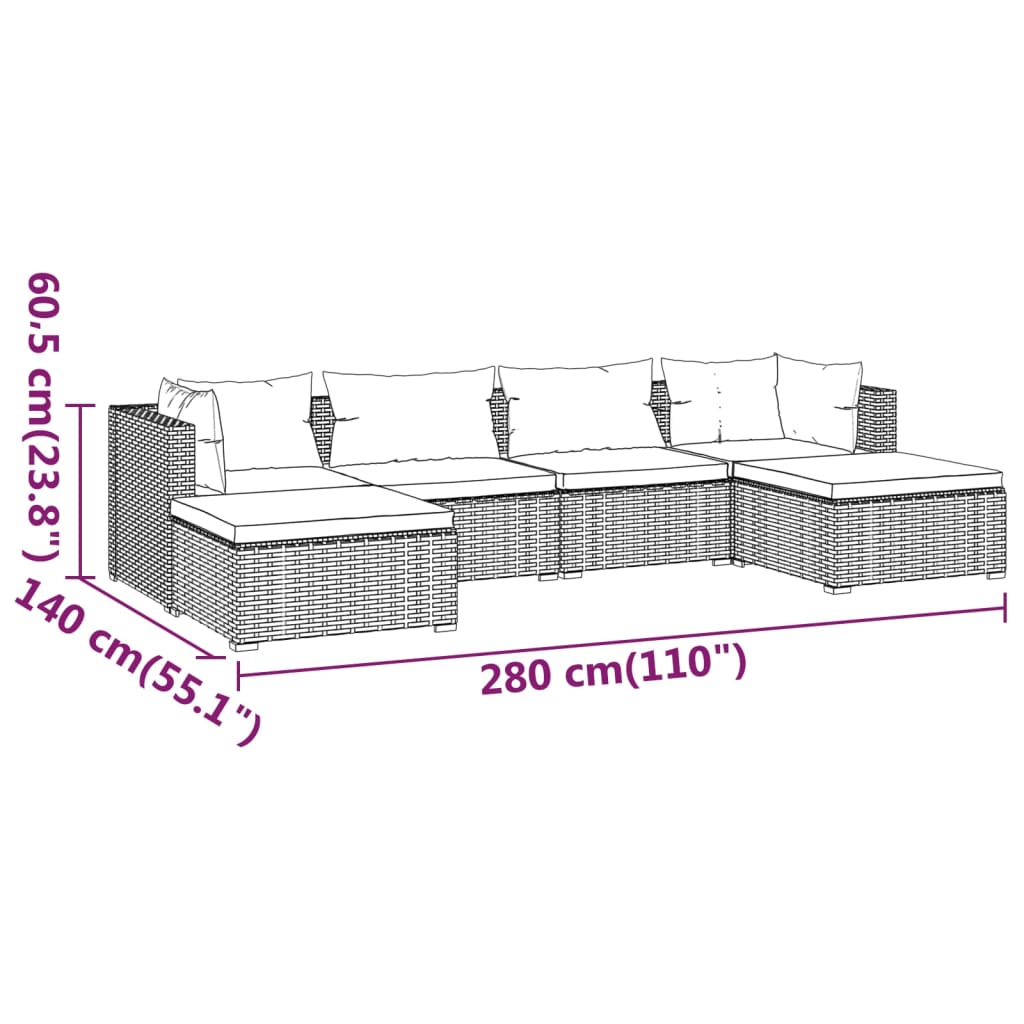 Garden Lounge Set Black PE rattan Large Modular