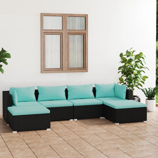 Garden Lounge Set Black PE rattan Large Modular