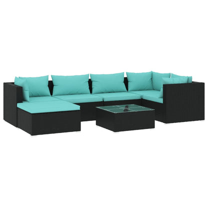 Garden Lounge Set Black PE Rattan Large Modular