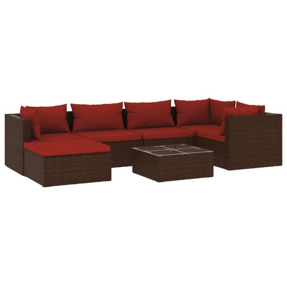 Patio Lounge Set Brown PE Rattan Large Modular