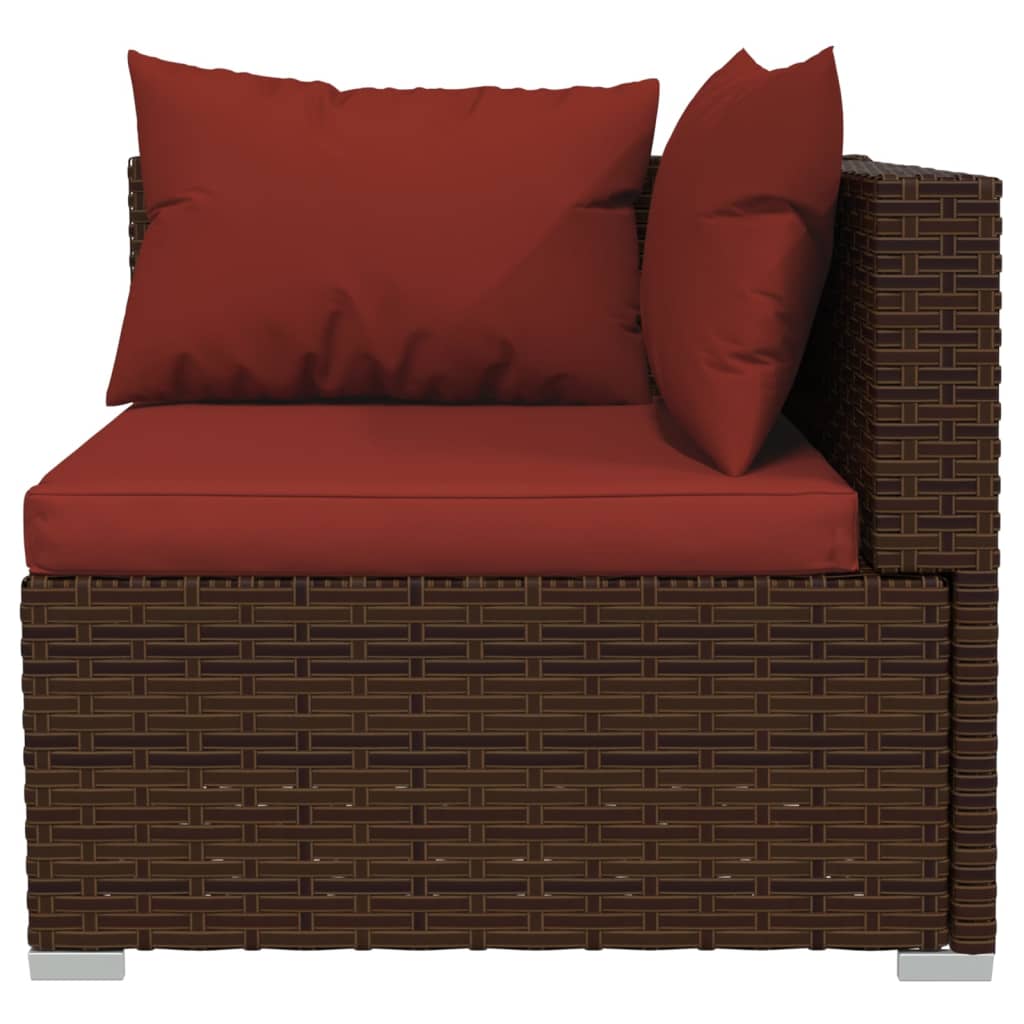 Patio Lounge Set Brown PE Rattan Large Modular