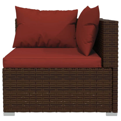 Patio Lounge Set Brown PE Rattan Large Modular