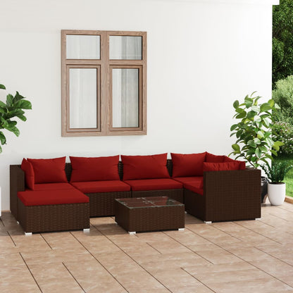 Patio Lounge Set Brown PE Rattan Large Modular