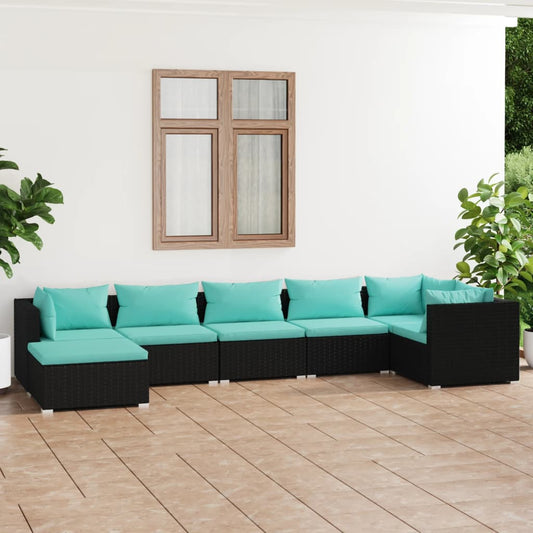Garden Lounge Set Black and Water Blue