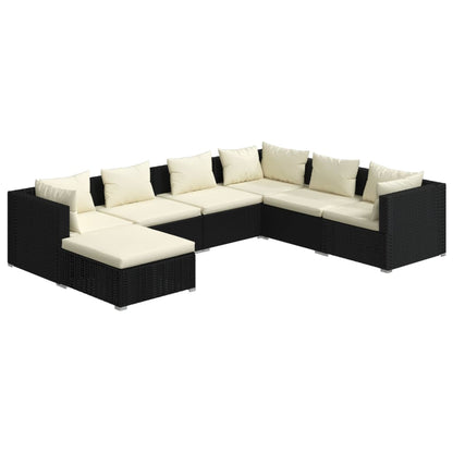 Patio Lounge Set Black PE rattan 7 Piece Modular