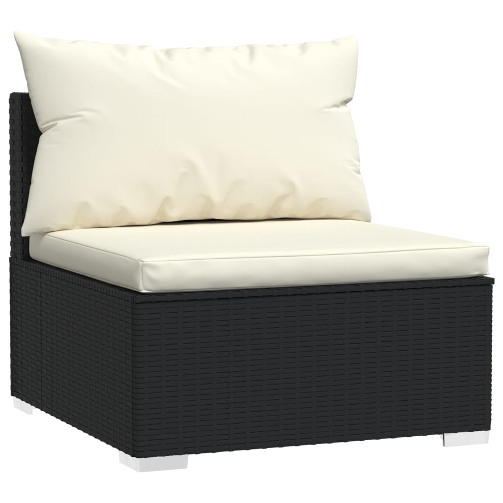 Patio Lounge Set Black PE rattan 7 Piece Modular