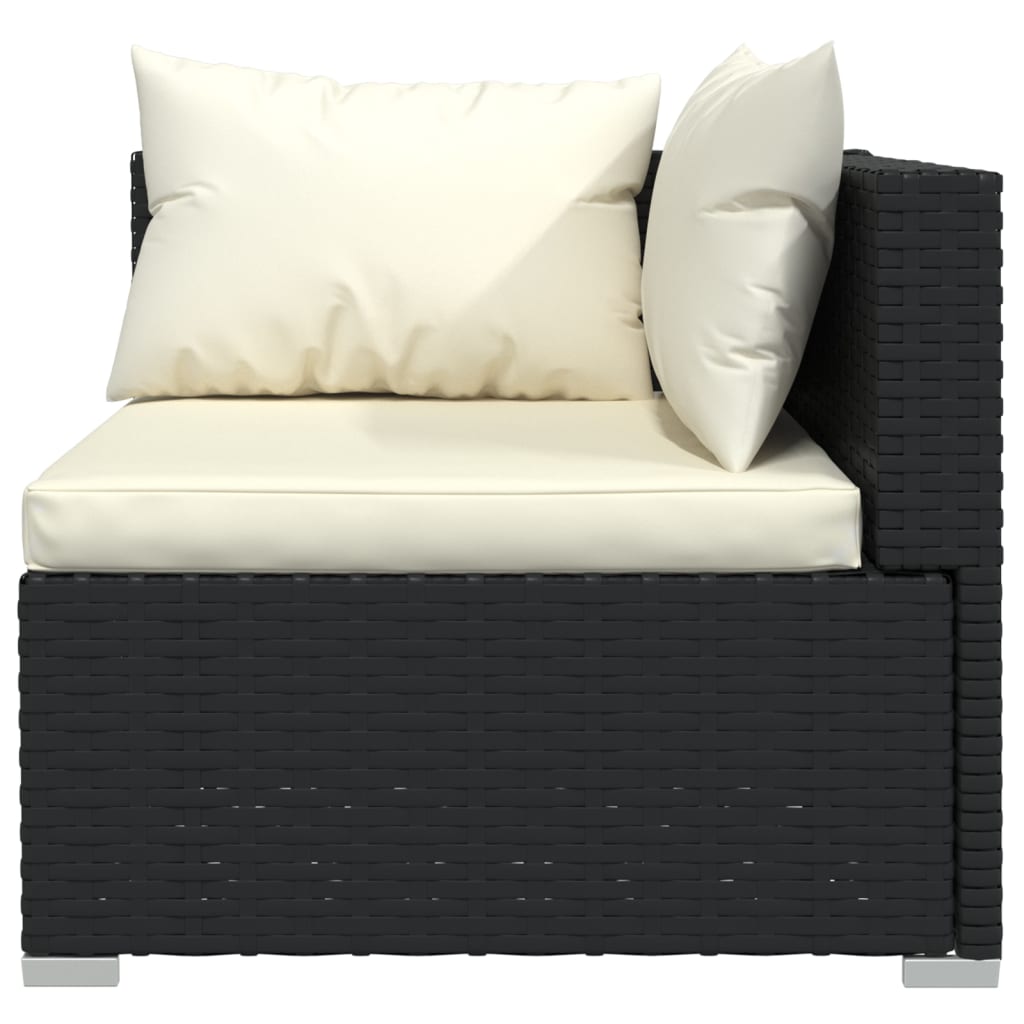 Patio Lounge Set Black PE rattan 7 Piece Modular