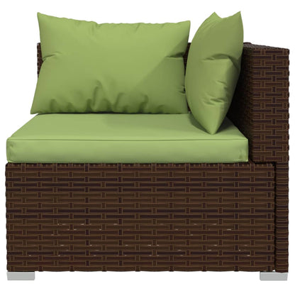 Garden Lounge Set Brown PE rattan, Powder-coated steel, Plastic