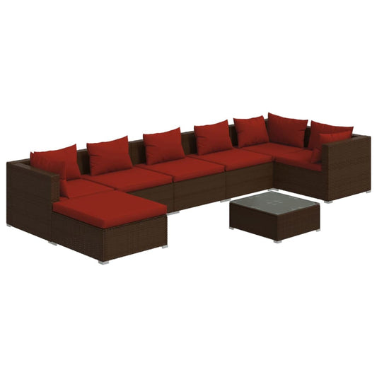 Garden Lounge Set Brown PE rattan Large Modular