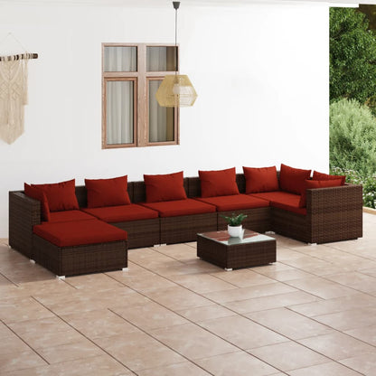 Garden Lounge Set Brown PE rattan Large Modular