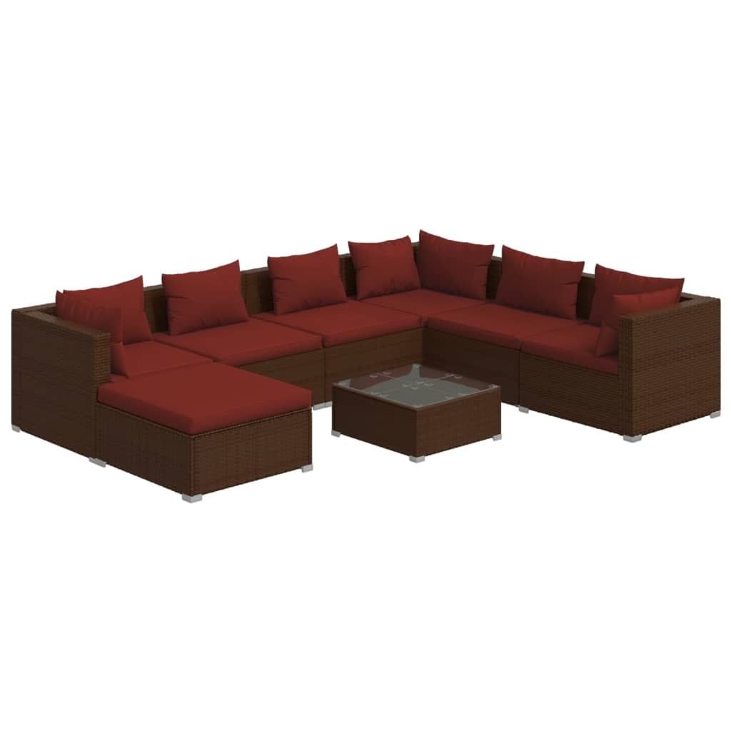 Garden Lounge Set Brown and Cinnamon Red