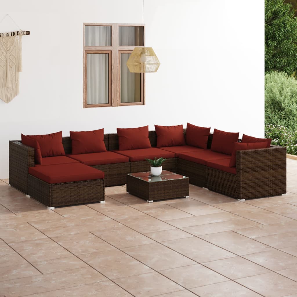 Garden Lounge Set Brown and Cinnamon Red
