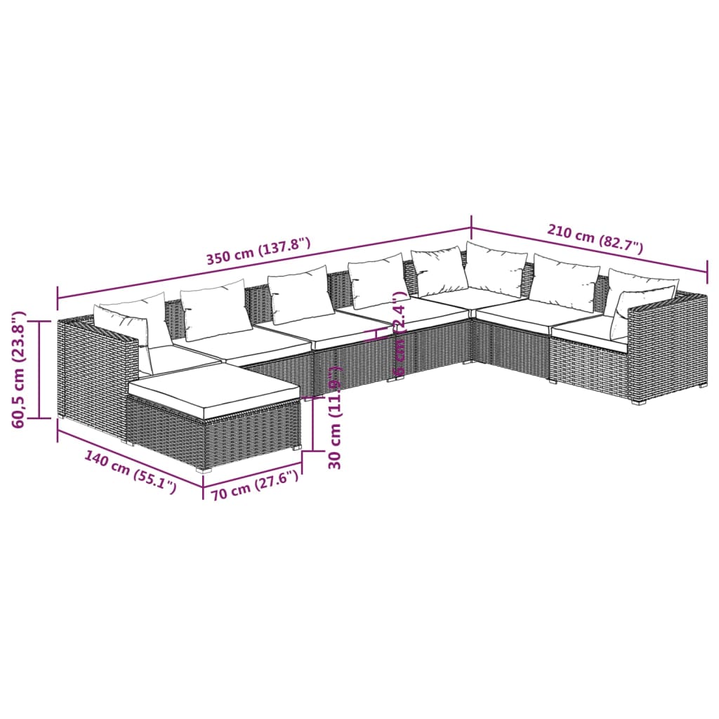 Garden Lounge Set Black, Water Blue