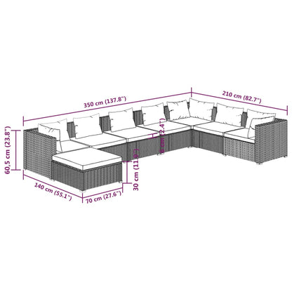 Garden Lounge Set Black, Water Blue