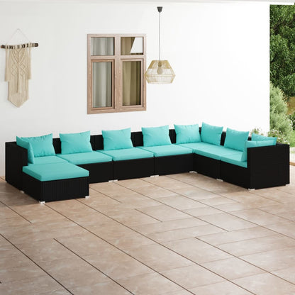 Garden Lounge Set Black, Water Blue