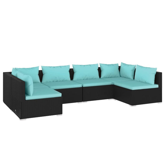 Garden Lounge Set Black PE rattan Large Modular Stylish