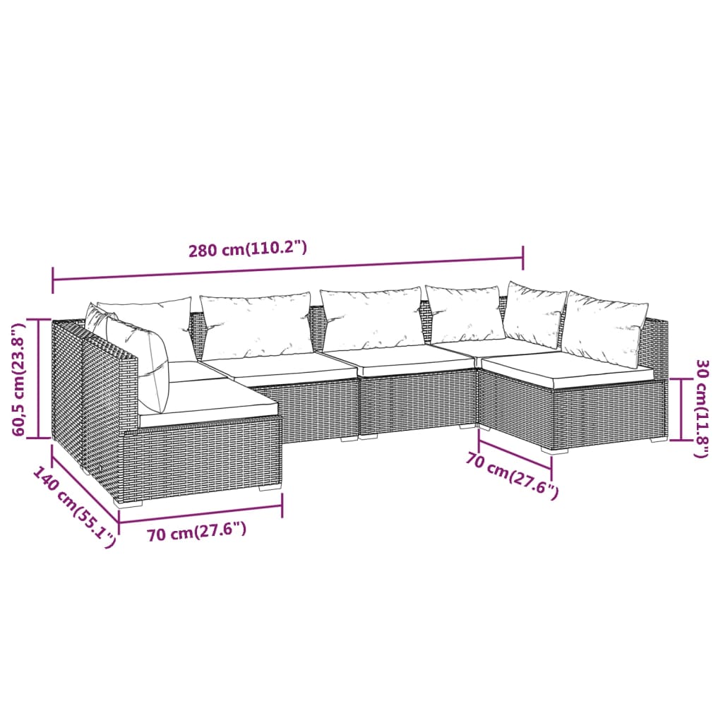 Garden Lounge Set Black PE rattan Large Modular Stylish