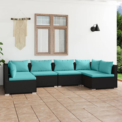 Garden Lounge Set Black PE rattan Large Modular Stylish