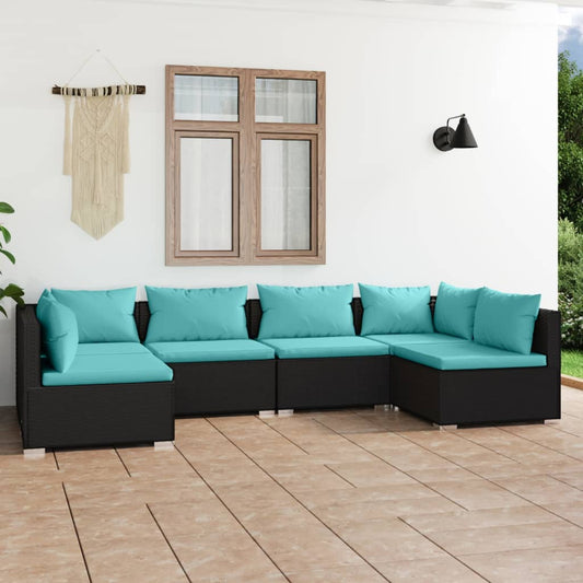 Garden Lounge Set Black PE rattan Large Modular Stylish