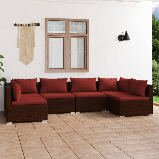 Garden Lounge Set Brown and Cinnamon Red