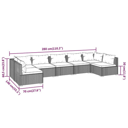 Garden Lounge Set Brown PE rattan, powder-coated steel, plastic