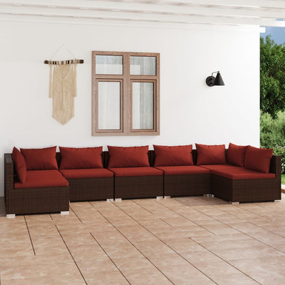Garden Lounge Set Brown PE rattan, powder-coated steel, plastic