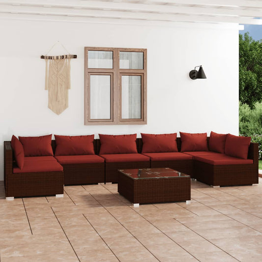 Garden Lounge Set Brown PE rattan Large Garden Lounge Set