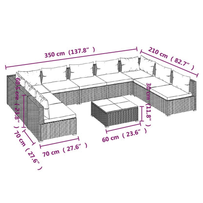 Garden Lounge Set Black, Water Blue