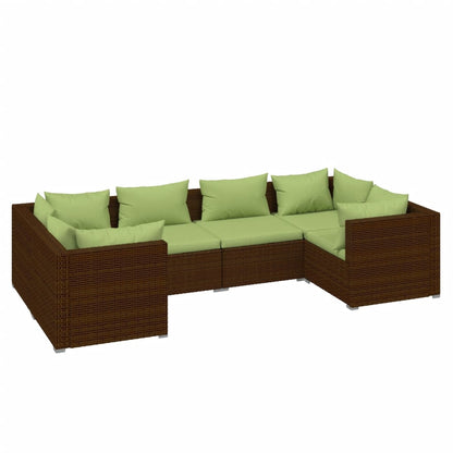 Garden Lounge Set Brown with green cushions