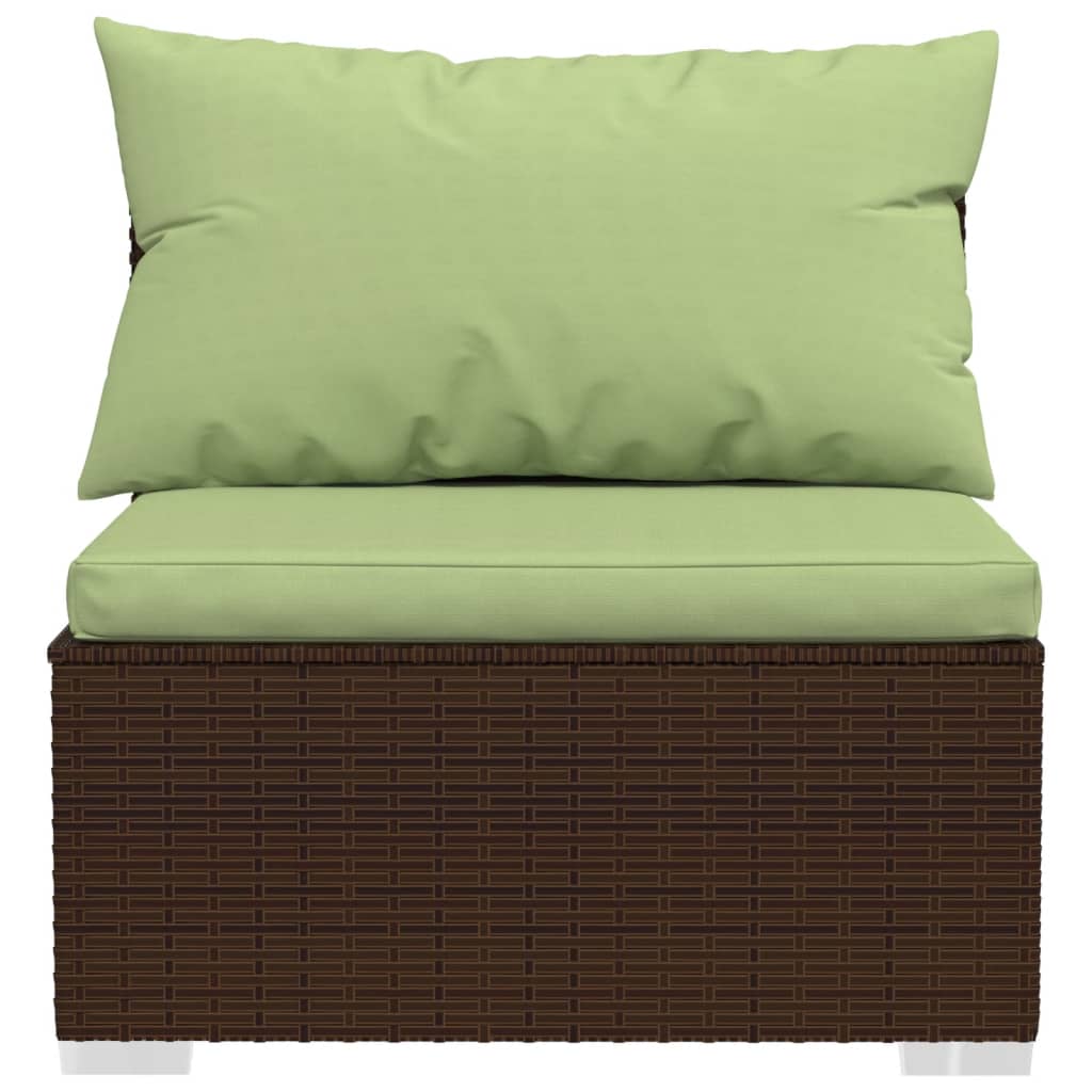 Garden Lounge Set Brown with green cushions