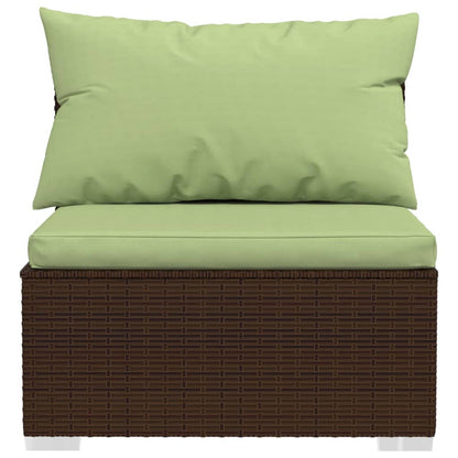 Garden Lounge Set Brown with green cushions
