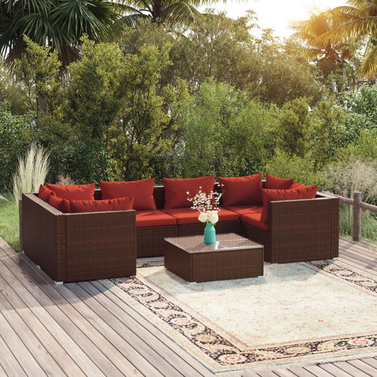 Garden Lounge Set Brown, Cinnamon Red