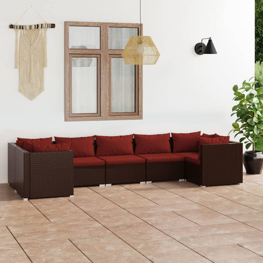 Garden Lounge Set Brown and Cinnamon Red