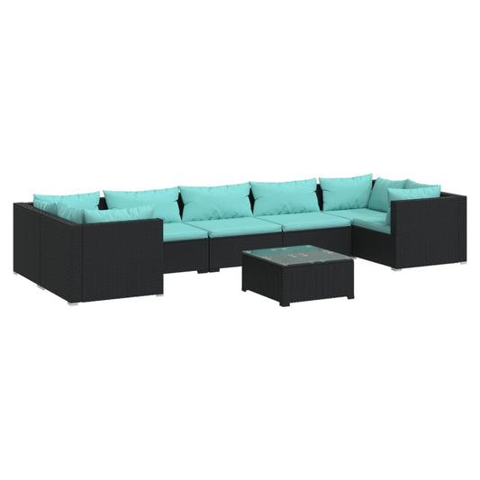 Garden Lounge Set Black and Water Blue