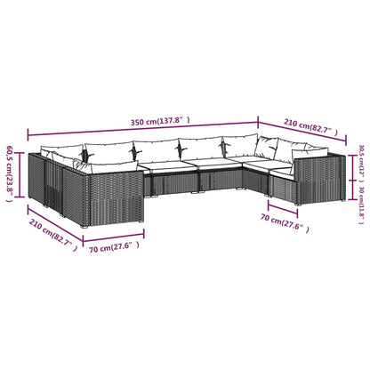 Garden Lounge Set Black, Water blue