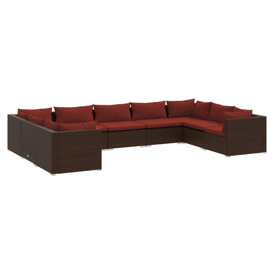 Garden Lounge Set Brown PE rattan Large Modular