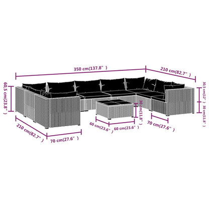 Garden Lounge Set Black, Water blue