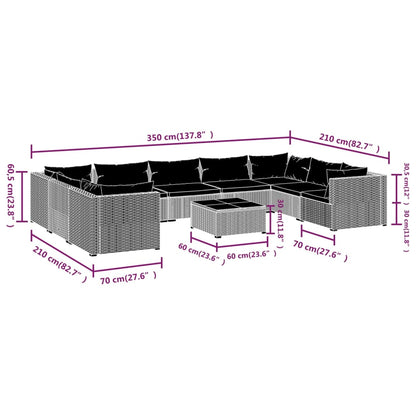 Garden Lounge Set Brown PE rattan Large Modular