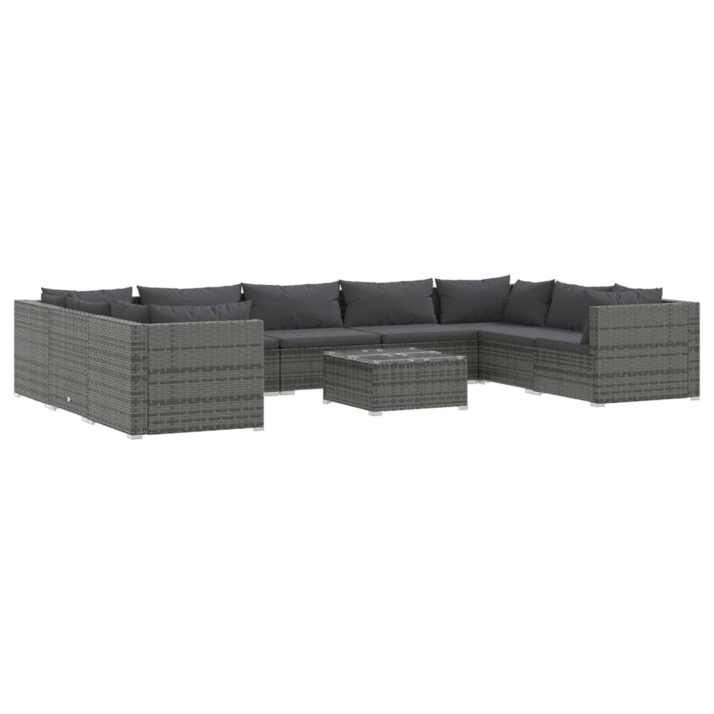 Garden Lounge Set Grey PE rattan Large Modular