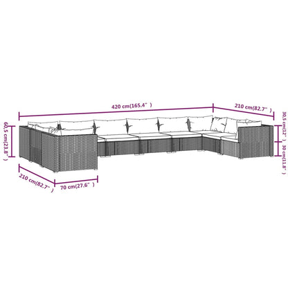 Garden Lounge Set Black PE rattan Large Modular