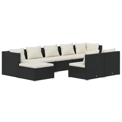 Garden Lounge Set Black PE rattan, powder-coated steel, plastic