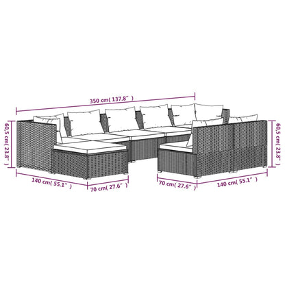 Garden Lounge Set Black PE rattan, powder-coated steel, plastic