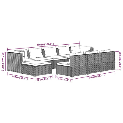 Garden Lounge Set Black PE rattan, powder-coated steel, plastic