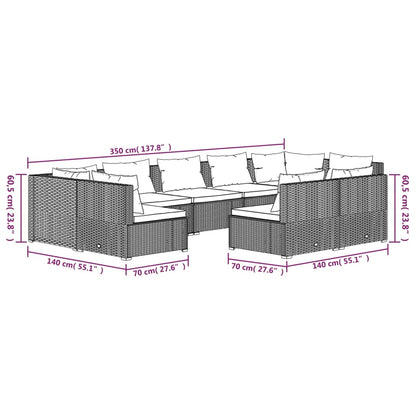 Garden Lounge Set Brown PE rattan, powder-coated steel, plastic