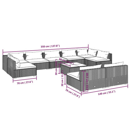 Garden Lounge Set Brown PE Rattan Large Modular