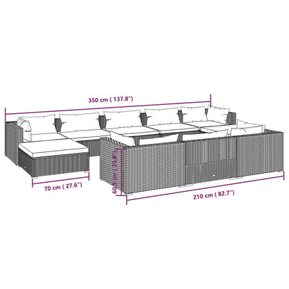 Garden Lounge Set Brown PE rattan, powder-coated steel, fabric